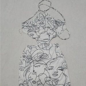 Abstract Face Print Halter Mini Dress